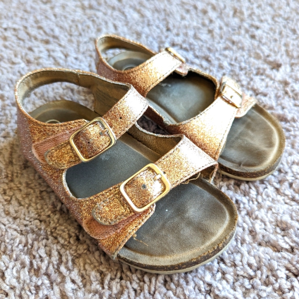 Rose gold glitter sandals